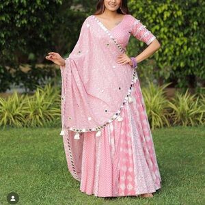 Pink and white chaniya choli